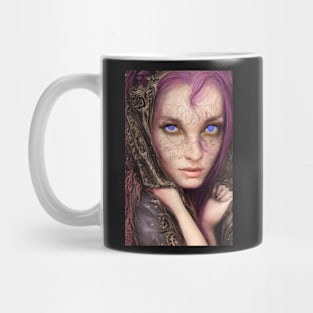 A gorgeous Witch design with electric blue eyes , From the witch collection. Mug